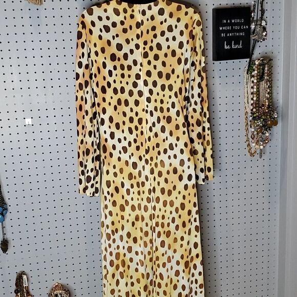 Vintage Leopard Print Polyester Maxi Dress, Sz Large, READ FOR FLAWS! - Picture 9 of 15
